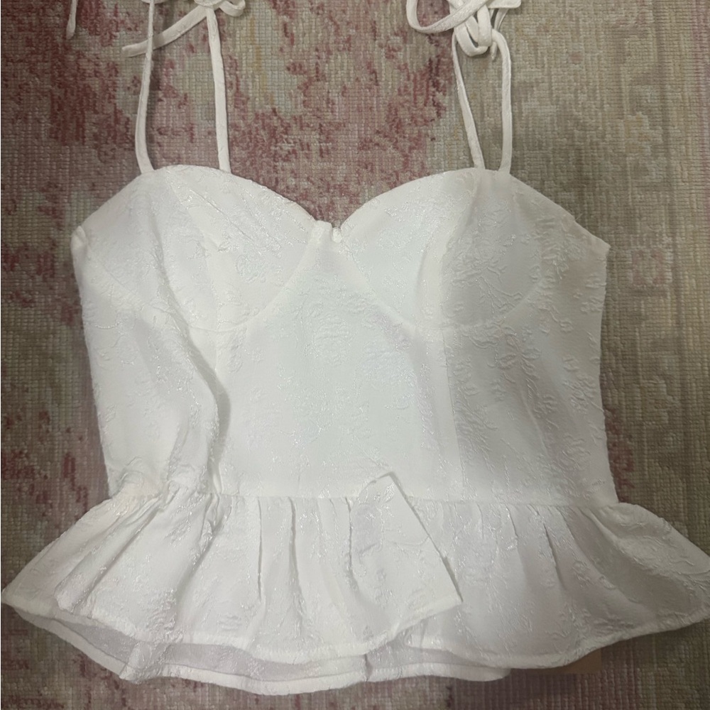 Elegant White Peplum Top and Tank (selling both together, you will receive both)